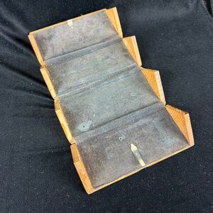 Antique 1889 Patent Oak Wood Puzzle Box Singer Sewing Machine Velvet Lined Empty